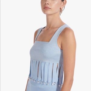 STAUD Ice Blue, Pearl Trimmed Top, NWT